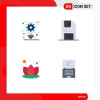 Set of 4 Commercial Flat Icons pack for architect save design download lotus Editable Vector Design Elements