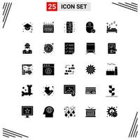 25 Universal Solid Glyphs Set for Web and Mobile Applications bed gadget map devices computers Editable Vector Design Elements