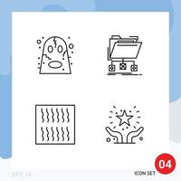 Line Pack of 4 Universal Symbols of angry food scary files reignite Editable Vector Design Elements