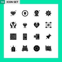 Set of 16 Vector Solid Glyphs on Grid for protected ideas money coffee investment map Editable Vector Design Elements