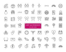 LGBT and romance, 60 line vector icons