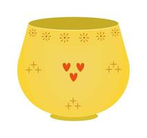 Yellow pot, vase with red details vector