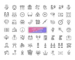 signos y símbolos lgbt, 60 iconos vector