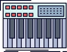 synth keyboard midi synthesiser synthesizer Flat Color Icon Vector