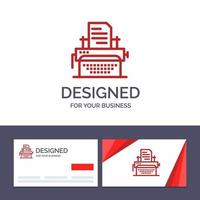 Creative Business Card and Logo template Typewriter Typing Document Publish Vector Illustration