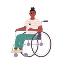 Young character with non-binary pin. She, he, they, non-binary. Gender-neutral movement. LGBTQ community. Man with physical disability. vector