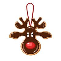 Christmas deer gingerbread cookie decoration vector