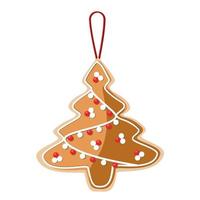árbol de navidad de galleta de jengibre con decoración de glaseado vector