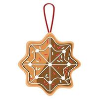 Gingerbread cookie snowflake with icing and sprinkles decoration vector