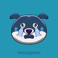 ilustración de emoticono de perro lindo triste. dibujos animados de diseño plano vector