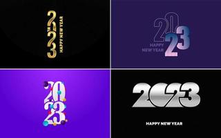Happy New Year 2023 text design Pack. for Brochure design template. card. banner vector