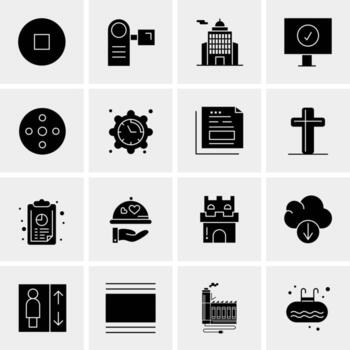 16 iconos de negocios universales vector ilustración de icono creativo para usar en proyectos relacionados con la web y dispositivos móviles