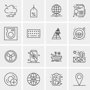 16 iconos de negocios universales vector ilustración de icono creativo para usar en proyectos relacionados con la web y dispositivos móviles