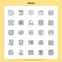 OutLine 25 Arcade Icon set Vector Line Style Design Black Icons Set Linear pictogram pack Web and Mobile Business ideas design Vector Illustration