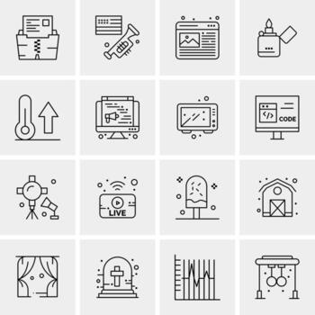 16 iconos de negocios universales vector ilustración de icono creativo para usar en proyectos relacionados con la web y dispositivos móviles