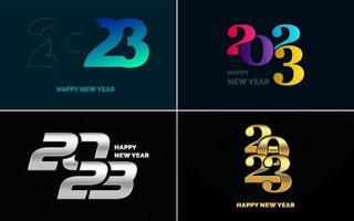 Happy New Year 2023 text design Pack. for Brochure design template. card. banner vector