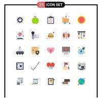 Pack of 25 Modern Flat Colors Signs and Symbols for Web Print Media such as interface storage clipboard multimedia data Editable Vector Design Elements