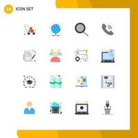 Modern Set of 16 Flat Colors and symbols such as document paper server contract communication Editable Pack of Creative Vector Design Elements