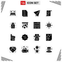 16 Icons Solid Style Grid Based Creative Glyph Symbols for Website Design Simple Solid Icon Signs Isolated on White Background 16 Icon Set Creative Black Icon vector background