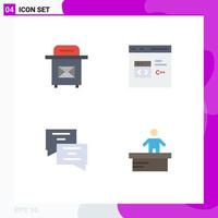 4 Flat Icon concept for Websites Mobile and Apps mail education c develop cashier Editable Vector Design Elements