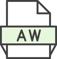 icono de formato de archivo aw vector