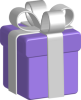 caja de regalo morada como señal de saludos navideños. estos activos se pueden usar para diseñar pancartas, anuncios, etc. ilustración de caja de regalo. archivos png