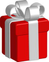 caja de regalo roja como señal de saludos navideños. estos activos se pueden usar para diseñar pancartas, anuncios, etc. ilustración de caja de regalo. archivos png
