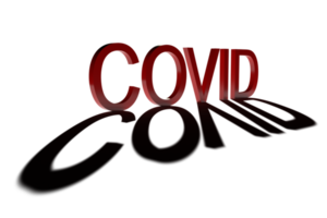 Covid. Text with a shadow. 3D rendering png