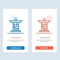 Jesus Christ Monument Landmark  Blue and Red Download and Buy Now web Widget Card Template vector