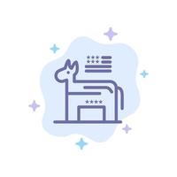 burro, símbolo político americano, icono azul, en, extracto, nube, plano de fondo vector