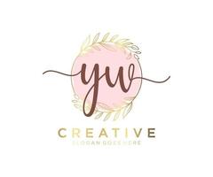 Initial YW feminine logo. Usable for Nature, Salon, Spa, Cosmetic and Beauty Logos. Flat Vector Logo Design Template Element.