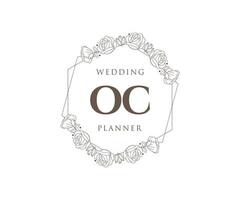 colección de logotipos de monograma de boda con letras iniciales oc, plantillas florales y minimalistas modernas dibujadas a mano para tarjetas de invitación, guardar la fecha, identidad elegante para restaurante, boutique, café en vector