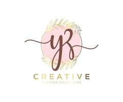 Initial YZ feminine logo. Usable for Nature, Salon, Spa, Cosmetic and Beauty Logos. Flat Vector Logo Design Template Element.