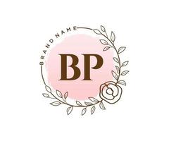 Initial BP feminine logo. Usable for Nature, Salon, Spa, Cosmetic and Beauty Logos. Flat Vector Logo Design Template Element.