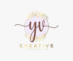 Initial YV feminine logo. Usable for Nature, Salon, Spa, Cosmetic and Beauty Logos. Flat Vector Logo Design Template Element.