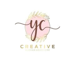 Initial YC feminine logo. Usable for Nature, Salon, Spa, Cosmetic and Beauty Logos. Flat Vector Logo Design Template Element.