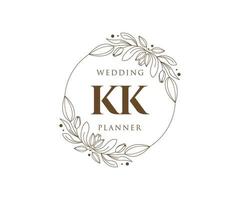 KK Initials letter Wedding monogram logos collection, hand drawn modern minimalistic and floral templates for Invitation cards, Save the Date, elegant identity for restaurant, boutique, cafe in vector