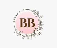 Initial BB feminine logo. Usable for Nature, Salon, Spa, Cosmetic and Beauty Logos. Flat Vector Logo Design Template Element.