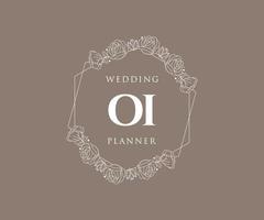 colección de logotipos de monograma de boda con letras iniciales de oi, plantillas florales y minimalistas modernas dibujadas a mano para tarjetas de invitación, guardar la fecha, identidad elegante para restaurante, boutique, café en vector