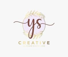 Initial YS feminine logo. Usable for Nature, Salon, Spa, Cosmetic and Beauty Logos. Flat Vector Logo Design Template Element.