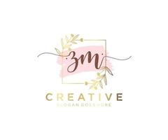 Initial ZM feminine logo. Usable for Nature, Salon, Spa, Cosmetic and Beauty Logos. Flat Vector Logo Design Template Element.