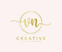 Initial VN feminine logo. Usable for Nature, Salon, Spa, Cosmetic and Beauty Logos. Flat Vector Logo Design Template Element.