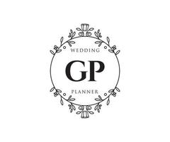 GP Initials letter Wedding monogram logos collection, hand drawn modern minimalistic and floral templates for Invitation cards, Save the Date, elegant identity for restaurant, boutique, cafe in vector