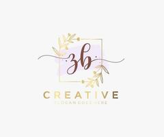 Initial ZB feminine logo. Usable for Nature, Salon, Spa, Cosmetic and Beauty Logos. Flat Vector Logo Design Template Element.