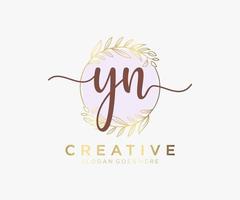 Initial YN feminine logo. Usable for Nature, Salon, Spa, Cosmetic and Beauty Logos. Flat Vector Logo Design Template Element.