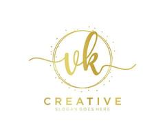 Initial VK feminine logo. Usable for Nature, Salon, Spa, Cosmetic and Beauty Logos. Flat Vector Logo Design Template Element.