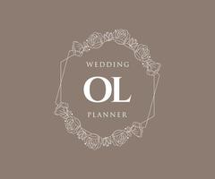 colección de logotipos de monograma de boda con letras iniciales ol, plantillas florales y minimalistas modernas dibujadas a mano para tarjetas de invitación, guardar la fecha, identidad elegante para restaurante, boutique, café en vector