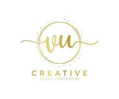 Initial VU feminine logo. Usable for Nature, Salon, Spa, Cosmetic and Beauty Logos. Flat Vector Logo Design Template Element.