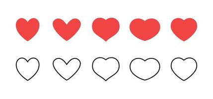 Hearts icon collection. Set of hearts. Linear and flat design, valentine's day love symbol. vector