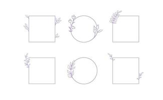 Floral decorative vector frame. Circle and square shaped frame. Elegant ornaments.